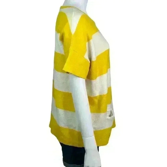 Madewell Yellow White Block Striped Wool Sweater - Picture 2 of 10